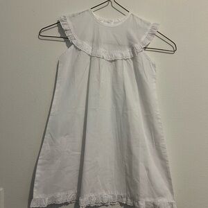 White Sleeveless Dress with Lace Trim